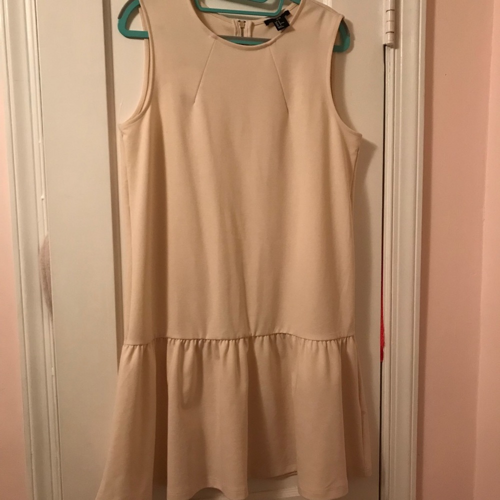 H&M nude drop waist sleeveless dress with zipper